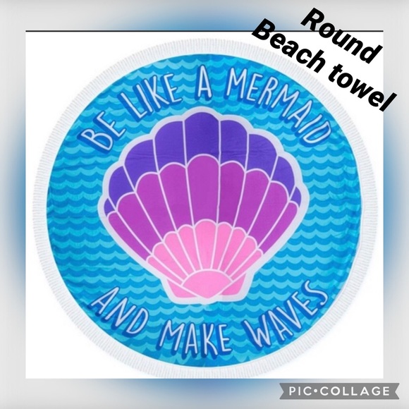 Robins Boutique Other - Seashell beach towel round 60” with fringes NWT